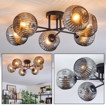 Ripoll Plafondlamp, Kogellampje Rookkleurig, 6-lichts