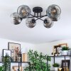 Ripoll Plafondlamp, Kogellampje Chroom, Duidelijk, Rookkleurig, 6-lichts
