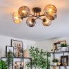 Ripoll Plafondlamp, Kogellampje Amber, Rookkleurig, 6-lichts