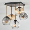 Koyoto Plafondlamp, Kogellampje Goud, Zwart, 5-lichts