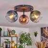 Koyoto Plafondlamp, Kogellampje Blauw, Groen, Koperkleurig, 3-lichts