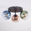 Koyoto Plafondlamp, Kogellampje Blauw, Groen, Koperkleurig, 3-lichts