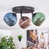 Koyoto Plafondlamp, Kogellampje Blauw, Groen, Koperkleurig, 3-lichts