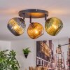 Koyoto Plafondlamp, Kogellampje Blauw, Groen, Koperkleurig, 3-lichts