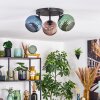 Koyoto Plafondlamp, Kogellampje Blauw, Groen, Koperkleurig, 3-lichts