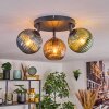 Koyoto Plafondlamp, Kogellampje Blauw, Groen, Koperkleurig, 3-lichts
