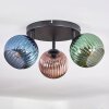 Koyoto Plafondlamp, Kogellampje Blauw, Groen, Koperkleurig, 3-lichts