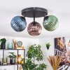 Koyoto Plafondlamp, Kogellampje Blauw, Groen, Koperkleurig, 3-lichts