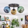 Koyoto Plafondlamp, Kogellampje Blauw, Goud, Groen, 3-lichts
