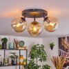 Koyoto Plafondlamp, Kogellampje Amber, 3-lichts