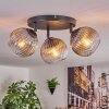 Koyoto Plafondlamp, Kogellampje Duidelijk, Rookkleurig, 3-lichts