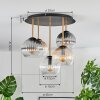 Koyoto Plafondlamp, Kogellampje Messing, Zwart, 5-lichts
