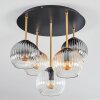 Koyoto Plafondlamp, Kogellampje Messing, Zwart, 5-lichts