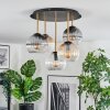 Koyoto Plafondlamp, Kogellampje Messing, Zwart, 5-lichts