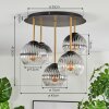 Koyoto Plafondlamp, Kogellampje 45 cm Messing, Zwart, 5-lichts