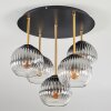 Koyoto Plafondlamp, Kogellampje 45 cm Messing, Zwart, 5-lichts