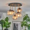 Koyoto Plafondlamp, Kogellampje 45 cm Messing, Zwart, 5-lichts