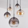 Koyoto Hanglamp, Kogellampje, Hanglamp Amber, Duidelijk, Rookkleurig, 5-lichts