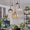 Koyoto Hanglamp, Kogellampje, Hanglamp Amber, Duidelijk, Rookkleurig, 5-lichts