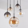 Koyoto Hanglamp, Kogellampje, Hanglamp Amber, Duidelijk, Rookkleurig, 5-lichts