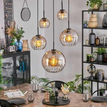 Koyoto Hanglamp, Kogellampje, Hanglamp Amber, Duidelijk, 5-lichts