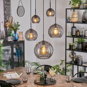 Koyoto Hanglamp, Kogellampje, Hanglamp Rookkleurig, 5-lichts