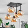 Koyoto Plafondlamp, Kogellampje 37 cm Amber, 5-lichts