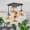 Koyoto Plafondlamp, Kogellampje 37 cm Amber, 5-lichts