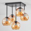 Koyoto Plafondlamp, Kogellampje 37 cm Amber, 5-lichts