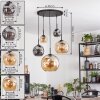 Ripoll Hanglamp, Kogellampje, Hanglamp Amber, Rookkleurig, 5-lichts