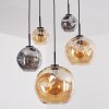 Ripoll Hanglamp, Kogellampje, Hanglamp Amber, Rookkleurig, 5-lichts
