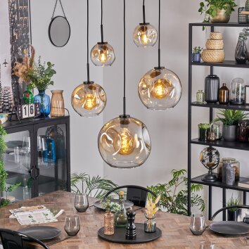 Ripoll Hanglamp, Kogellampje, Hanglamp Amber, Duidelijk, 5-lichts