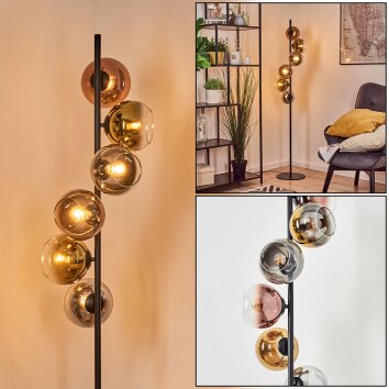 Koyoto Kogellampje, Staande lamp Chroom, Goud, Duidelijk, Koperkleurig, Rookkleurig, 6-lichts
