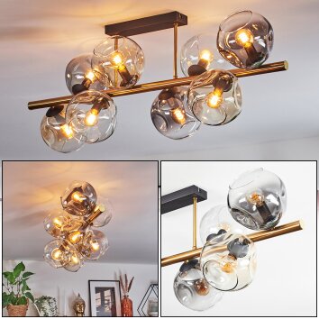 Ripoll Plafondlamp, Kogellampje Goud, Zwart, 8-lichts