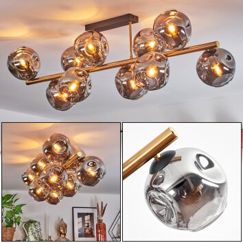 Ripoll Plafondlamp, Kogellampje Goud, Zwart, 10-lichts