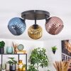 Koyoto Plafondlamp, Kogellampje Blauw, Goud, Koperkleurig, 3-lichts