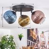 Koyoto Plafondlamp, Kogellampje Blauw, Goud, Koperkleurig, 3-lichts