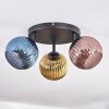 Koyoto Plafondlamp, Kogellampje Blauw, Goud, Koperkleurig, 3-lichts
