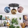 Koyoto Plafondlamp, Kogellampje Blauw, Goud, Koperkleurig, 3-lichts