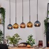 Koyoto Hanglamp, Kogellampje, Hanglamp Natuurlijke kleuren, Zwart, 5-lichts