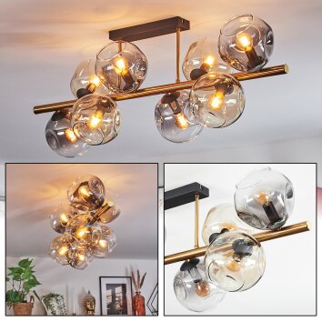 Ripoll Plafondlamp, Kogellampje Goud, Zwart, 8-lichts