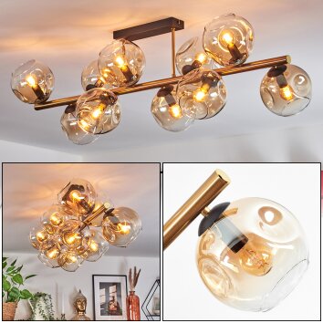 Ripoll Plafondlamp, Kogellampje Goud, Zwart, 10-lichts