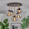 Koyoto Plafondlamp, Kogellampje Messing, Zwart, 5-lichts