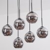 Koyoto Hanglamp, Kogellampje, Hanglamp Chroom, Rookkleurig, 6-lichts