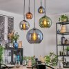 Koyoto Hanglamp, Kogellampje, Hanglamp Blauw, Chroom, Groen, Koperkleurig, Rookkleurig, 5-lichts