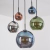 Koyoto Hanglamp, Kogellampje, Hanglamp Blauw, Chroom, Groen, Koperkleurig, Rookkleurig, 5-lichts