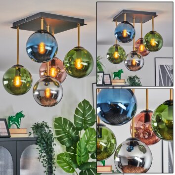 Gastor Plafondlamp, Kogellampje Goud, Zwart, 5-lichts