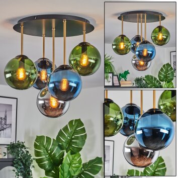 Gastor Plafondlamp, Kogellampje 45 cm Messing, Zwart, 5-lichts