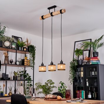 Ramila Hanglamp, Hanglamp Natuurlijke kleuren, Zwart, 3-lichts