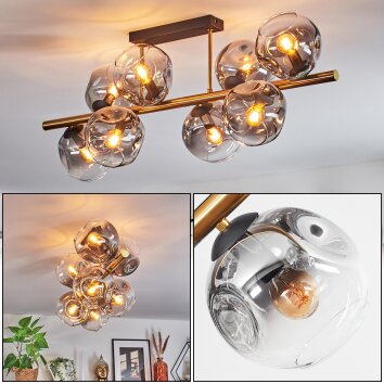 Ripoll Plafondlamp, Kogellampje Goud, Zwart, 8-lichts